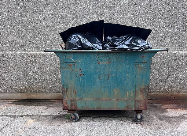 dumpster with trash bags
